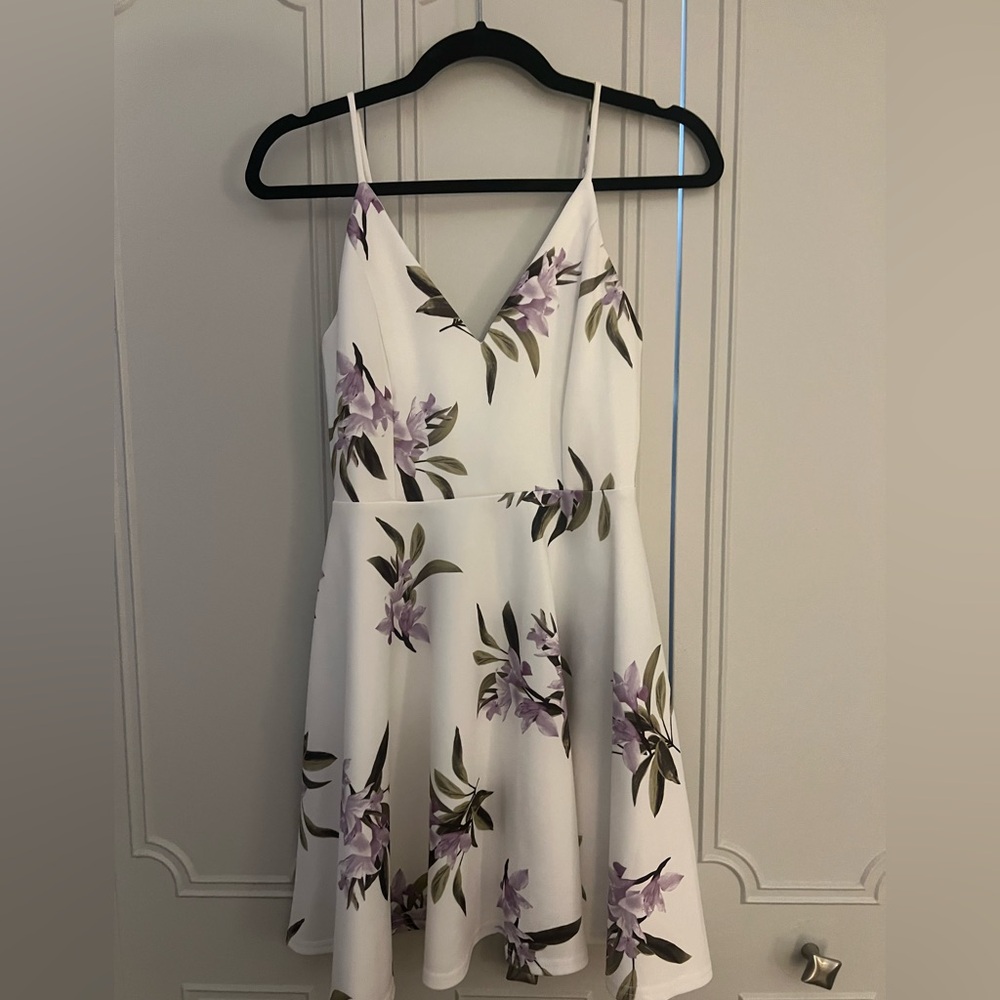 Windsor Floral White and Purple Dress